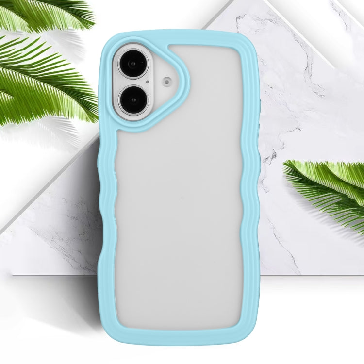 For iPhone 16 Candy Color Wave TPU Clear PC Phone Case(Blue) - iPhone 16 Cases by buy2fix | Online Shopping UK | buy2fix