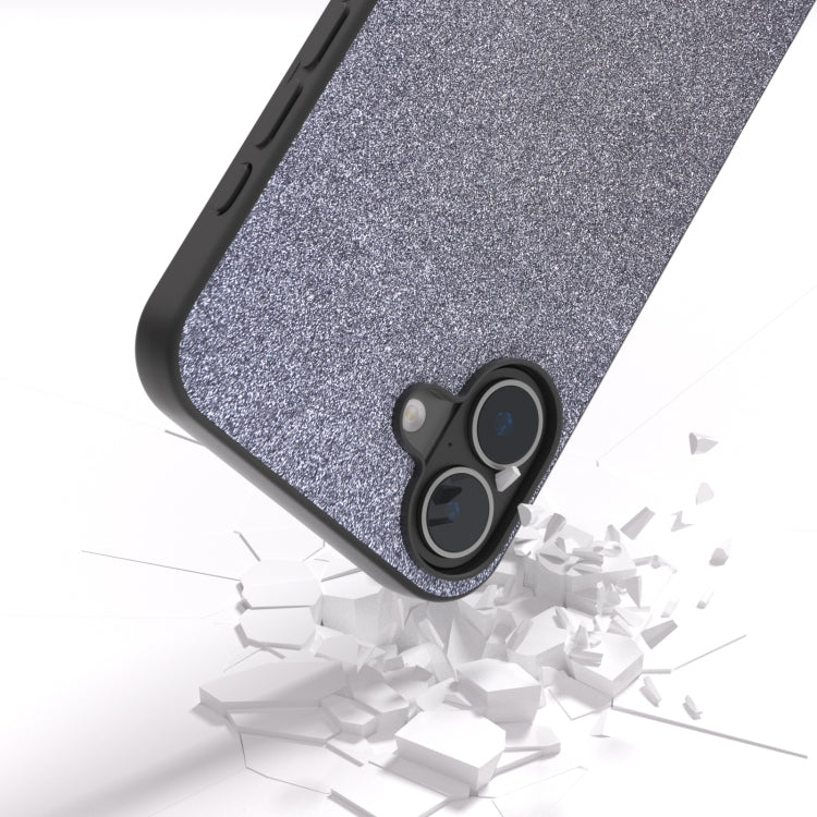 For iPhone 16 Black Frame Glitter Shockproof Phone Case(Black) - iPhone 16 Cases by buy2fix | Online Shopping UK | buy2fix