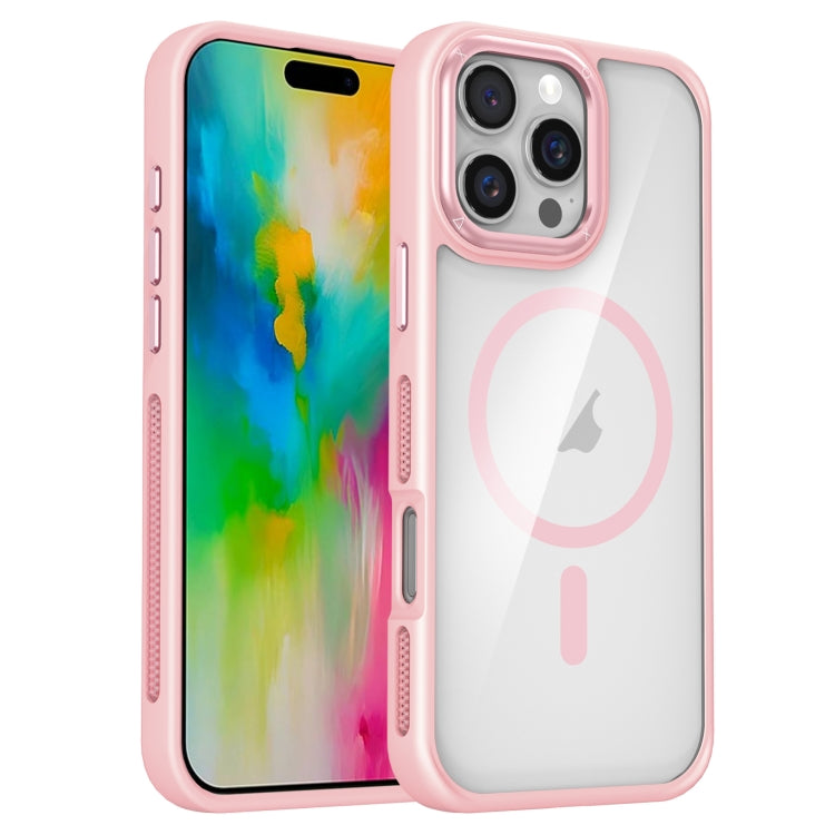 For iPhone 16 Pro Max Breathable Skin Feel Transparent MagSafe Magnetic Phone Case(Pink) - iPhone 16 Pro Max Cases by buy2fix | Online Shopping UK | buy2fix