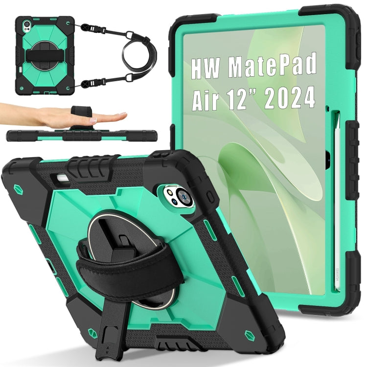 For Huawei MatePad Air 12 2024 Contrast Color Robot Silicone Hybrid PC Tablet Case(Black Mint Green) - Huawei by buy2fix | Online Shopping UK | buy2fix