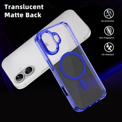 For iPhone 16 Plus Ice Color Magnetic Series Magsafe Magnetic PC Hybrid TPU Phone Case(Blue) - iPhone 16 Plus Cases by buy2fix | Online Shopping UK | buy2fix