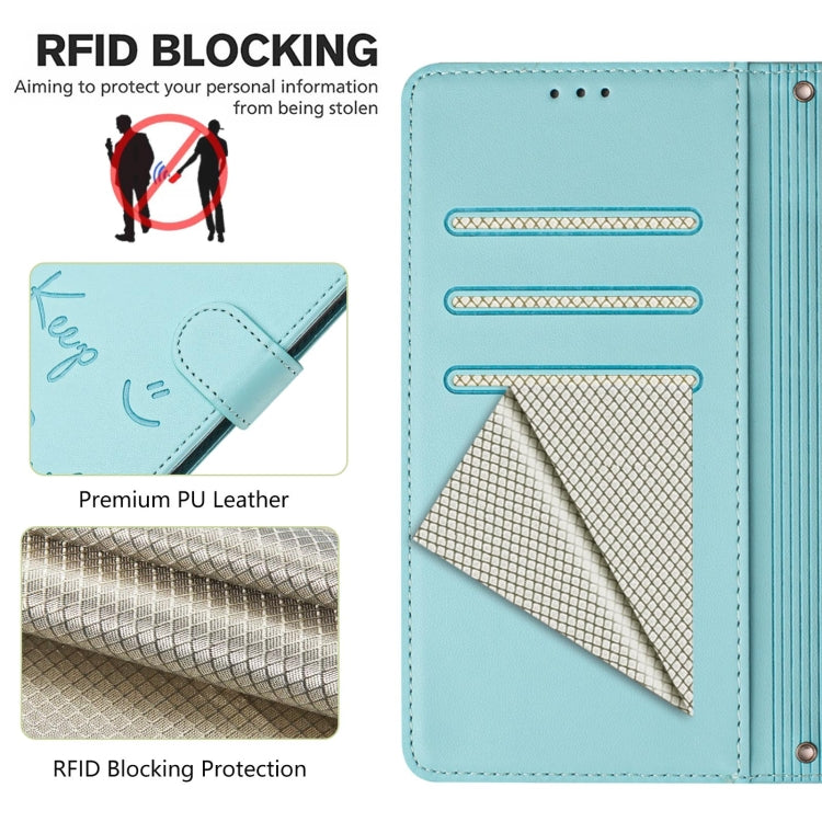 For Ulefone Note 18 Ultra 5G Smile Embossing RFID Leather Phone Case(Mint Green) - Ulefone Cases by buy2fix | Online Shopping UK | buy2fix