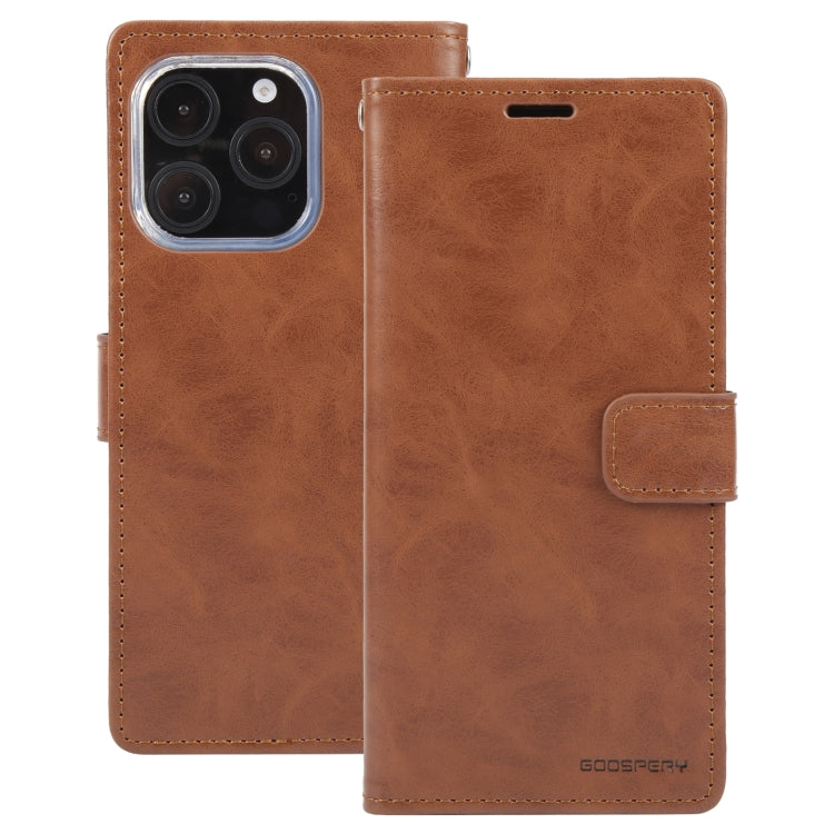 For iPhone 16 Pro GOOSPERY BLUE MOON Crazy Horse Texture Leather Phone Case(Brown) - iPhone 16 Pro Cases by GOOSPERY | Online Shopping UK | buy2fix