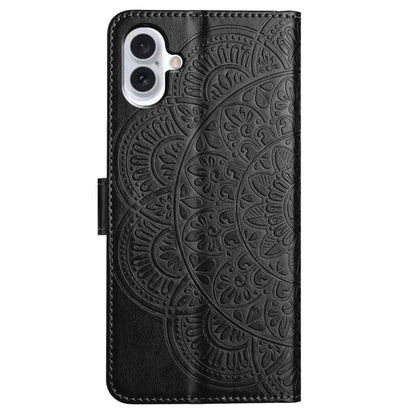 For iPhone 16 Plus Flower Embossed Leather Phone Case(Black) - iPhone 16 Plus Cases by buy2fix | Online Shopping UK | buy2fix