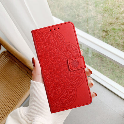 For iPhone 16 Flower Embossed Leather Phone Case(Red) - iPhone 16 Cases by buy2fix | Online Shopping UK | buy2fix