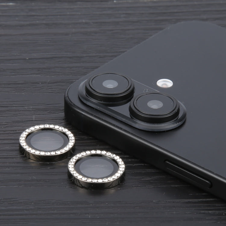 For iPhone 16 / 16 Plus 9H Point Drill Camera Lens Protector Ring(Titanium Gray) - iPhone 16 Plus Tempered Glass by buy2fix | Online Shopping UK | buy2fix