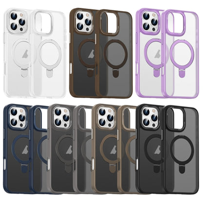 For iPhone 16 Pro Skin Feel MagSafe Magnetic Holder Phone Case(Dark Blue) - iPhone 16 Pro Cases by buy2fix | Online Shopping UK | buy2fix