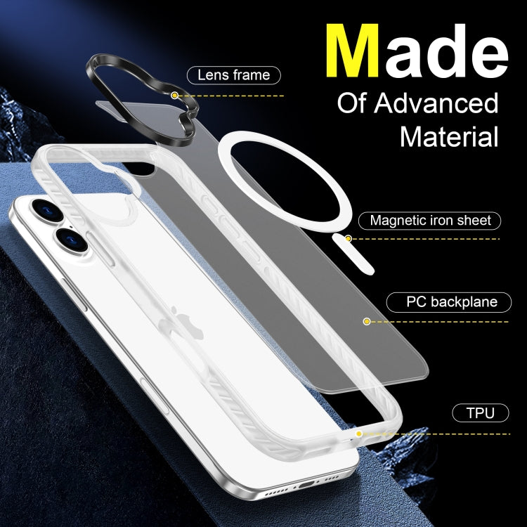 For iPhone 16 Frosted Skin Feel MagSafe Transparent Phone Case(White) - iPhone 16 Cases by buy2fix | Online Shopping UK | buy2fix