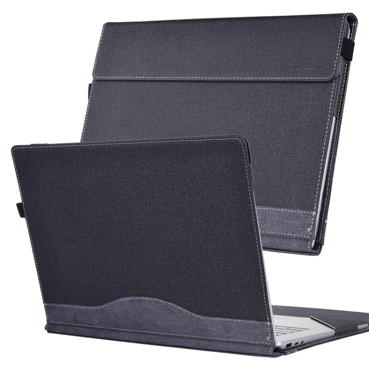 For MicroSoft Surface Laptop 7 13.8 inch Cloth Texture Laptop Leather Protective Case(Black) - Screen & Keyboard Cover by buy2fix | Online Shopping UK | buy2fix