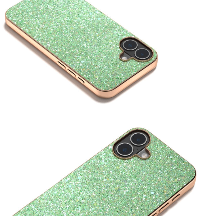 For iPhone 16 Plus Electroplating Frame Colorful Glitter Phone Case(Dark Green) - iPhone 16 Plus Cases by buy2fix | Online Shopping UK | buy2fix