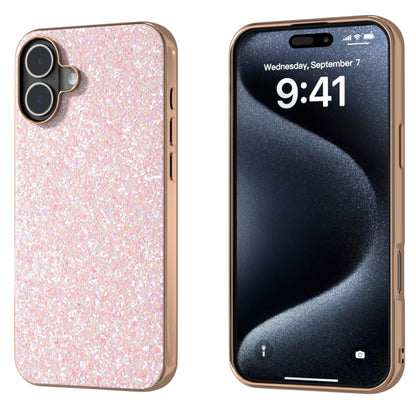 For iPhone 16 Plus Electroplating Frame Colorful Glitter Phone Case(Pink) - iPhone 16 Plus Cases by buy2fix | Online Shopping UK | buy2fix