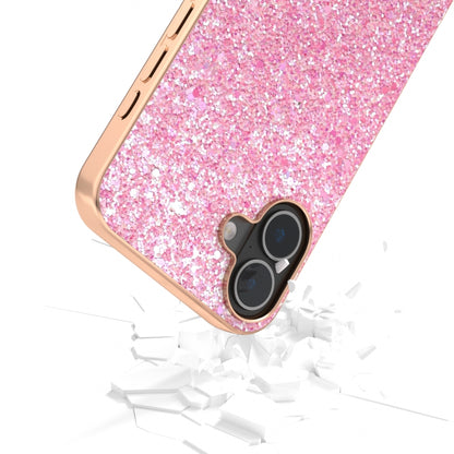 For iPhone 16 Electroplating Frame Colorful Glitter Phone Case(Purple Pink) - iPhone 16 Cases by buy2fix | Online Shopping UK | buy2fix