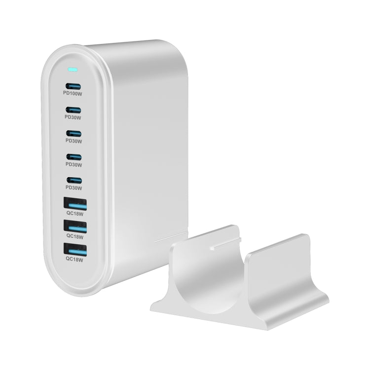 YMX-968 268W 5Type-C, 3USB 8-Ports Desktop Fast Charger, Plug Type:UK Plug(White) - Multifunction Charger by buy2fix | Online Shopping UK | buy2fix