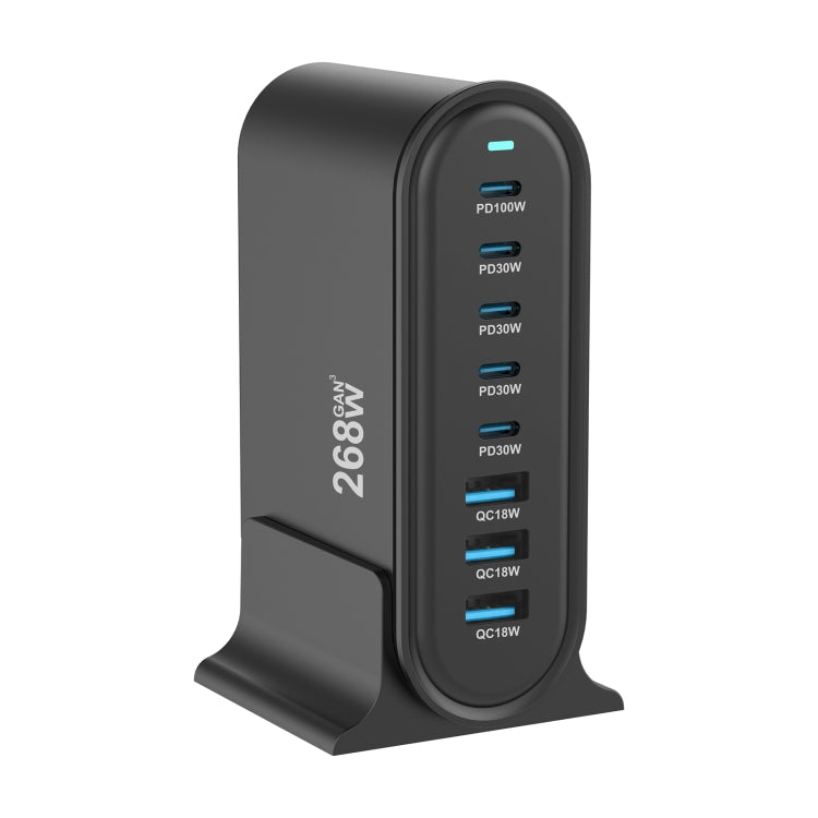 YMX-968 268W 5Type-C, 3USB 8-Ports Desktop Fast Charger, Plug Type:AU Plug(Black) - Multifunction Charger by buy2fix | Online Shopping UK | buy2fix