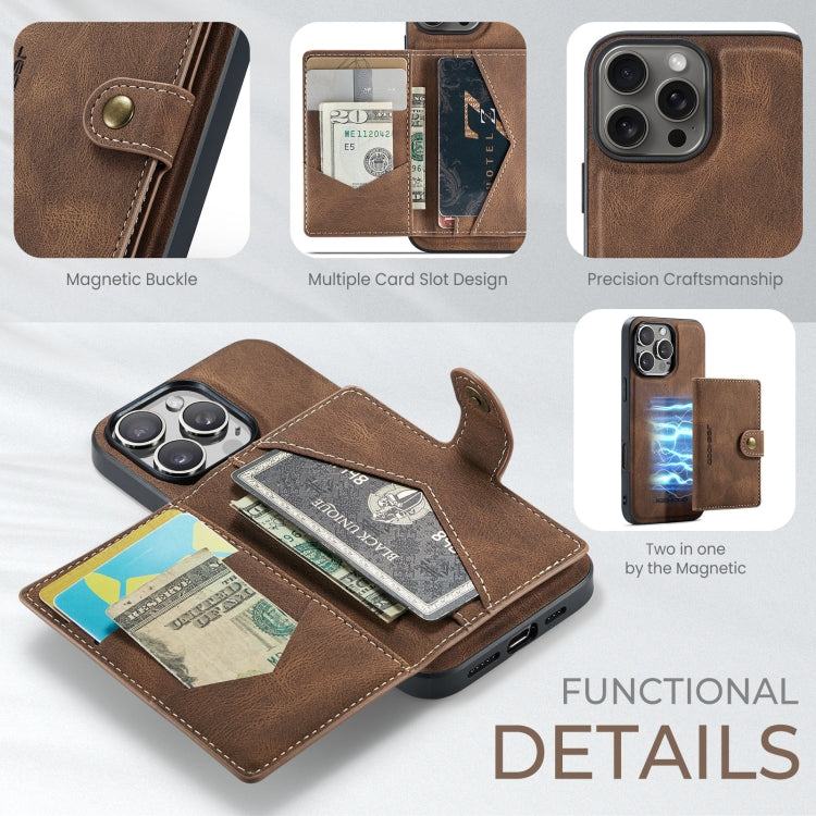 For iPhone 16 Pro Max JEEHOOD J01 Retro Magnetic Detachable Wallet Phone Case(Brown) - iPhone 16 Pro Max Cases by JEEHOOD | Online Shopping UK | buy2fix