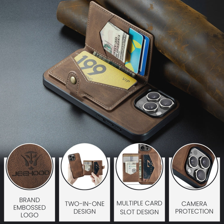 For iPhone 16 Pro Max JEEHOOD J01 Retro Magnetic Detachable Wallet Phone Case(Brown) - iPhone 16 Pro Max Cases by JEEHOOD | Online Shopping UK | buy2fix