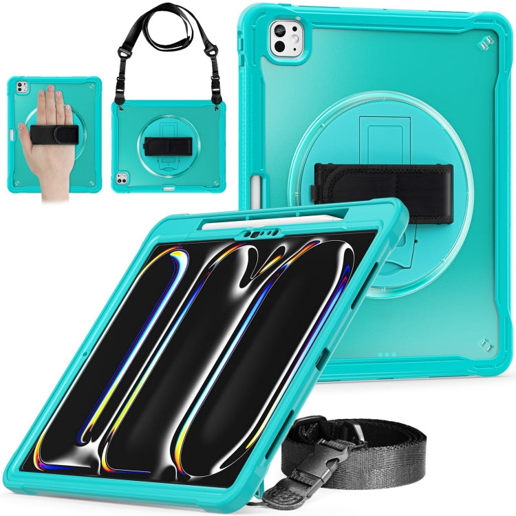 For iPad Pro 13 2024 Heavy Duty Hybrid Tablet Case with Hand Grip & Strap(Light Blue) - iPad Pro 13 2024 Cases by buy2fix | Online Shopping UK | buy2fix