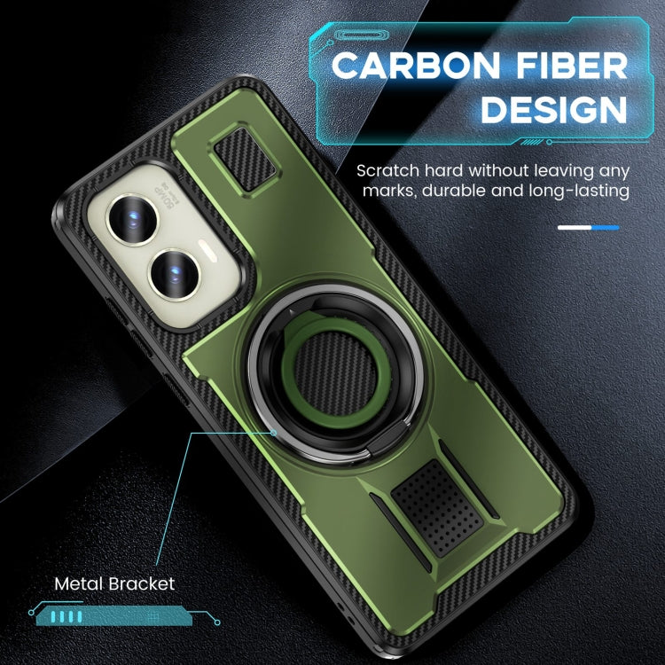 For Motorola Moto G Stylus 5G 2024 Ring Holder Carbon Fiber PC Hybrid TPU Phone Case(Army Green) - Motorola Cases by buy2fix | Online Shopping UK | buy2fix