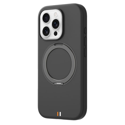 For iPhone 16 Pro TGVIS GEEK Series MagSafe Silicone Phone Case with Rotating Holder(Black) - iPhone 16 Pro Cases by TGVIS | Online Shopping UK | buy2fix