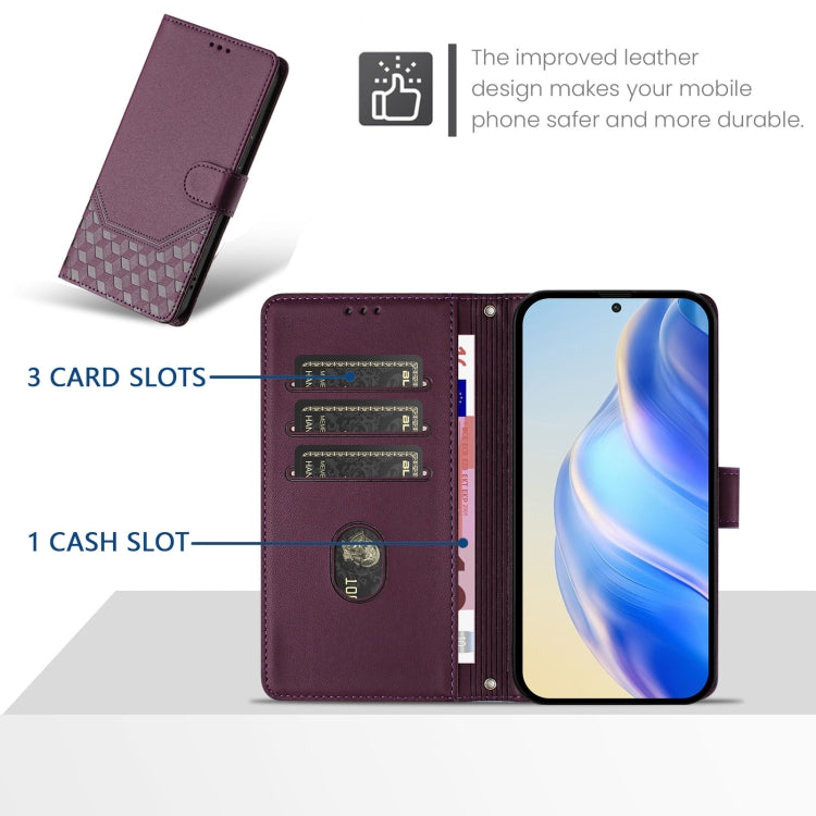 For Samsung Galaxy S25 Ultra 5G Honeycomb Embossing RFID Leather Phone Case(Violet) - Galaxy S25 Ultra 5G Cases by buy2fix | Online Shopping UK | buy2fix