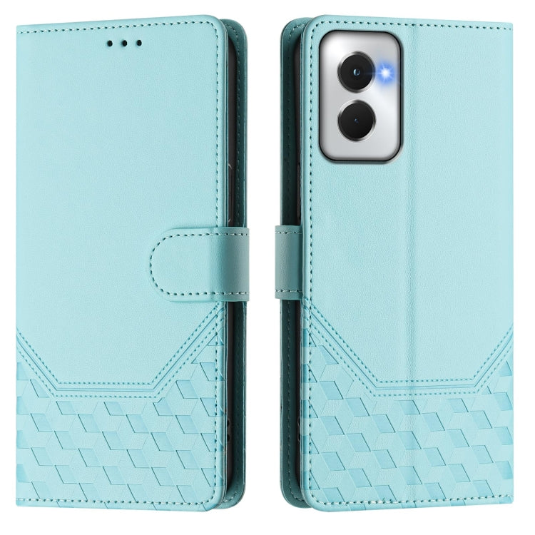 For Motorola Moto G Power 5G 2024 Honeycomb Embossing RFID Leather Phone Case(Mint Green) - Motorola Cases by buy2fix | Online Shopping UK | buy2fix