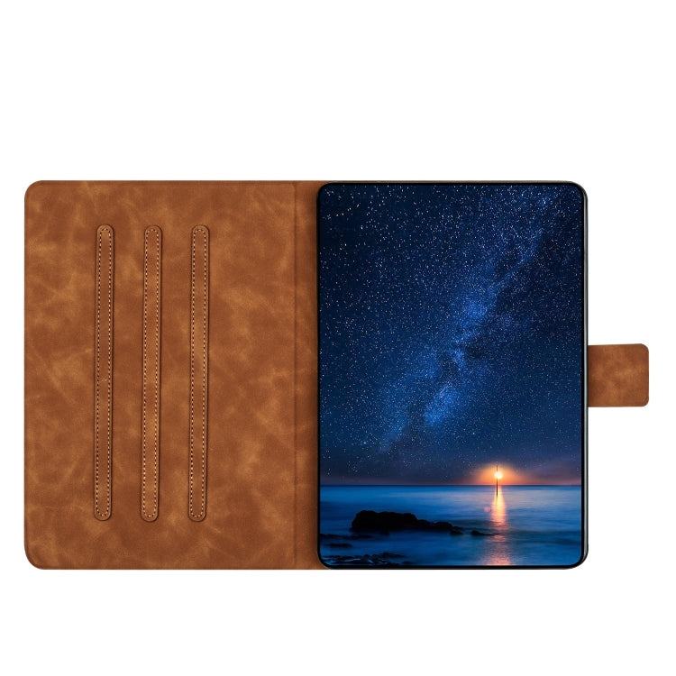 For Lenovo Tab M11 / Xiaoxin Pad 2024 Embossed Couple Cat Smart Tablet Leather Case(Brown) - Lenovo by buy2fix | Online Shopping UK | buy2fix