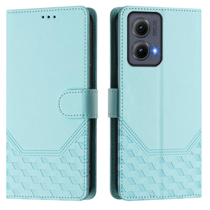 For Motorola Edge 5G 2024 Honeycomb Embossing RFID Leather Phone Case(Mint Green) - Motorola Cases by buy2fix | Online Shopping UK | buy2fix