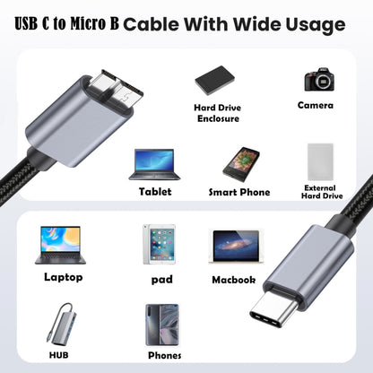 10Gbps USB-C / Type-C 3.1 to Micro B Mobile Hard Disk Adapter Cable, Length:1.8m - Cable & Adapters by buy2fix | Online Shopping UK | buy2fix