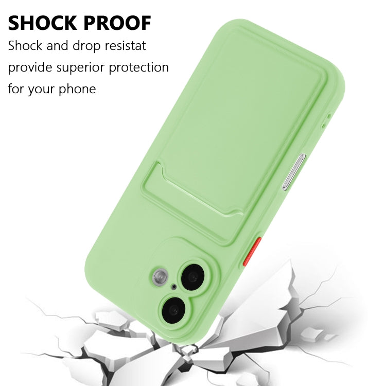 For iPhone 16 Skin Feel Card Contrast Color Button TPU Phone Case(Light Green) - iPhone 16 Cases by buy2fix | Online Shopping UK | buy2fix