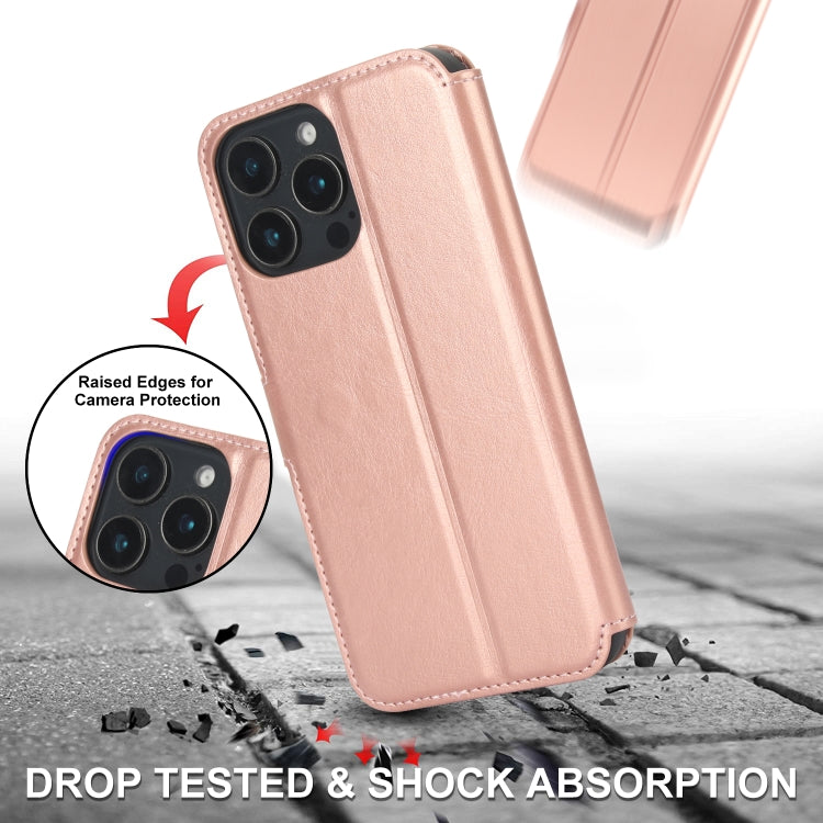 For iPhone 16 Pro Shockproof PU + TPU Leather Phone Case(Rose Gold) - iPhone 16 Pro Cases by buy2fix | Online Shopping UK | buy2fix