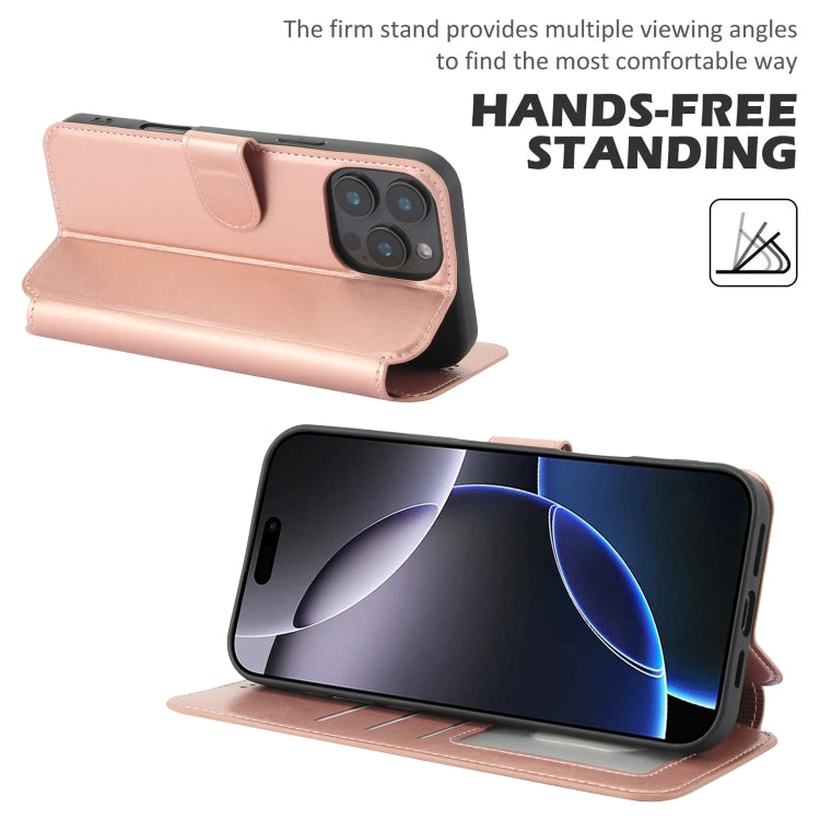 For iPhone 16 Pro Shockproof PU + TPU Leather Phone Case(Rose Gold) - iPhone 16 Pro Cases by buy2fix | Online Shopping UK | buy2fix