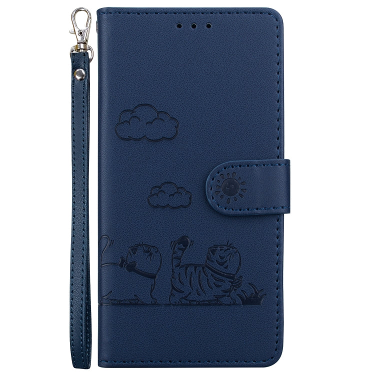 For iPhone SE 2024 Cute Cats RFID Leather Phone Case(Blue) - More iPhone Cases by buy2fix | Online Shopping UK | buy2fix