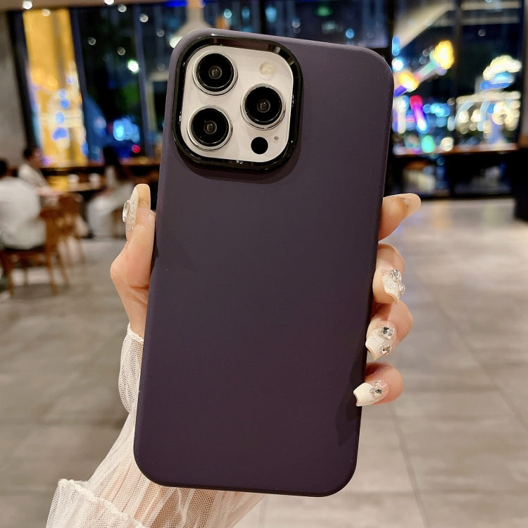 For iPhone 16 Pro Metal Liquid Silicone Skin Feel Phone Case(Dark Purple) - iPhone 16 Pro Cases by buy2fix | Online Shopping UK | buy2fix