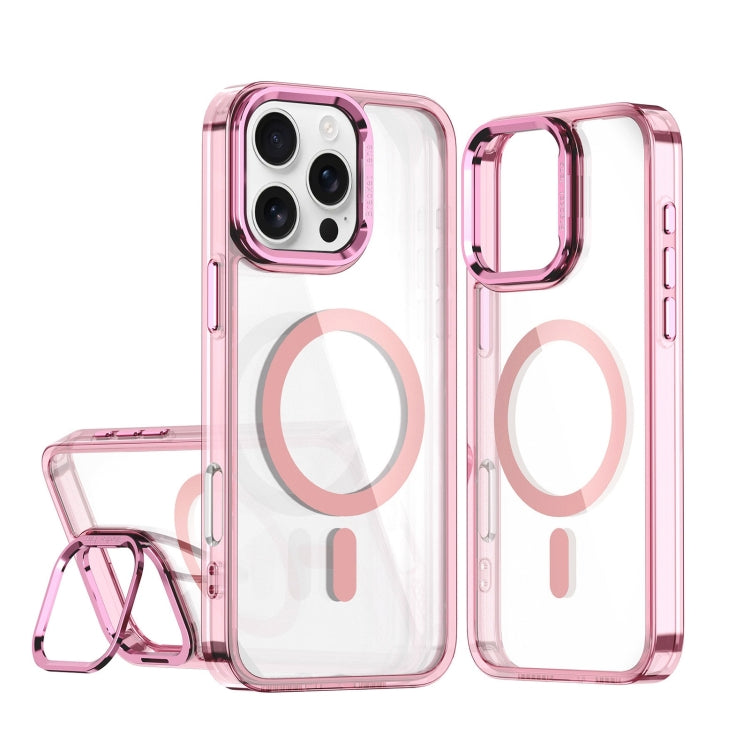 For iPhone 16 Pro Max Acrylic Camera Holder MagSafe Magnetic Phone Case(Pink) - iPhone 16 Pro Max Cases by buy2fix | Online Shopping UK | buy2fix