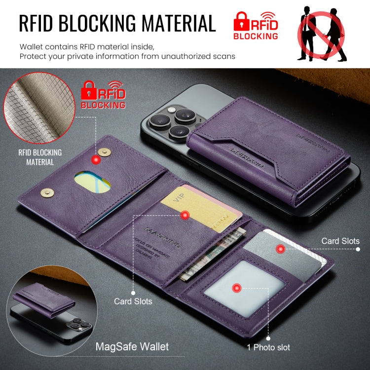 DG.MING MAGKING-K2 Series MagSafe RFID Card Bag(Purple) - Card & Passport Bags by DG.MING | Online Shopping UK | buy2fix