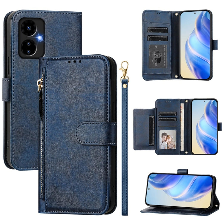 For Boost Mobile Celero 5G 2024 / Celero 3 Multi-Card Slots Zipper Wallet Leather Phone Case(Blue) - More Brand by buy2fix | Online Shopping UK | buy2fix