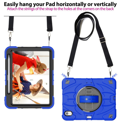 For iPad 10th Gen 10.9 2022 Bat Hand Grip Turntable Stand Tablet Case(Blue Black) - iPad 10th Gen 10.9 Cases by buy2fix | Online Shopping UK | buy2fix