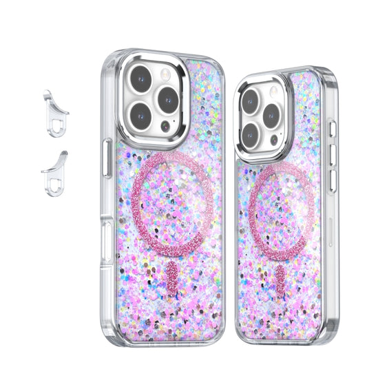 For iPhone 16 Pro Epoxy Glitter MagSafe Magnetic TPU Phone Case(Pink) - iPhone 16 Pro Cases by buy2fix | Online Shopping UK | buy2fix