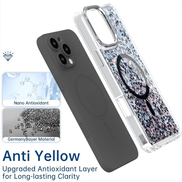 For iPhone 16 Pro Epoxy Glitter MagSafe Magnetic TPU Phone Case(Blue) - iPhone 16 Pro Cases by buy2fix | Online Shopping UK | buy2fix