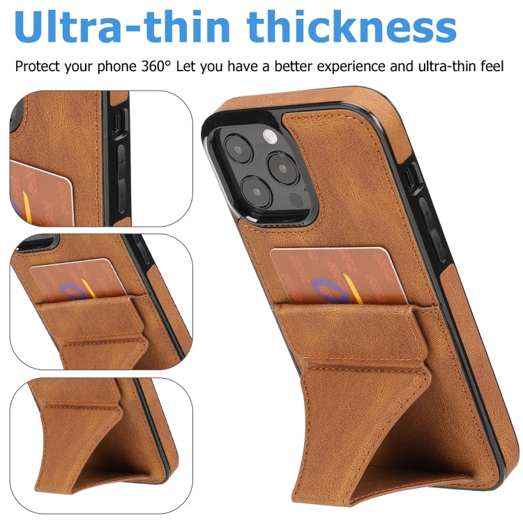 For iPhone 16 Pro Max Ultra-thin Shockproof Phone Protective Case with Holder(Brown) - iPhone 16 Pro Max Cases by buy2fix | Online Shopping UK | buy2fix