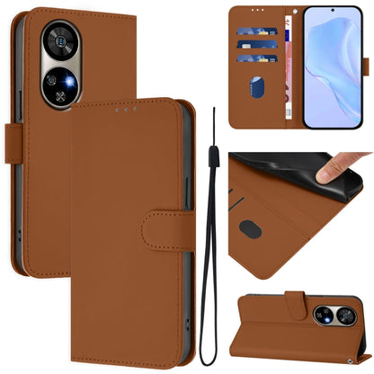 For Ulefone Note 17 Pro Skin Feel Solid Color Leather Phone Case with Lanyard(Brown) - Ulefone Cases by buy2fix | Online Shopping UK | buy2fix