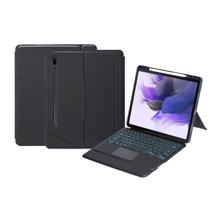 For Samsung Galaxy Tab S10+ / S9 FE+ / S9+ Detachable Backlit Bluetooth Keyboard Leather Case with Touchpad(Black) - Samsung Keyboard by buy2fix | Online Shopping UK | buy2fix