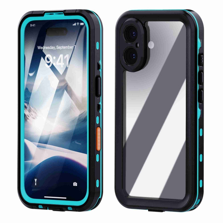 For iPhone 16 RedPepper Transparent Dot IP68 Waterproof Triple-proof Phone Case(Black Blue) - iPhone 16 Cases by RedPepper | Online Shopping UK | buy2fix