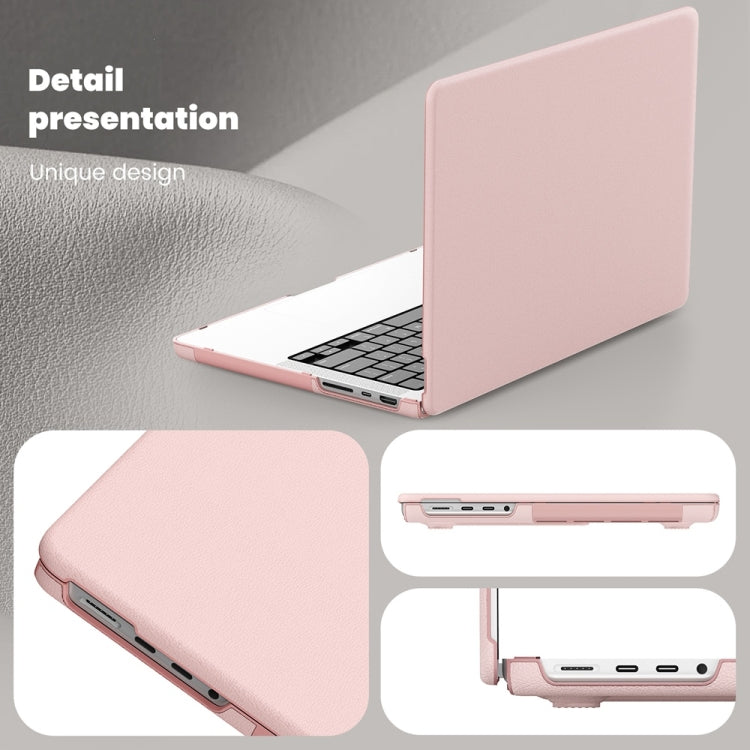 For MacBook Pro 14 inch A2918 / A2992 Business Magnetic Holder PC + PU Laptop Protective Case(Pink) - MacBook Pro Cases by buy2fix | Online Shopping UK | buy2fix