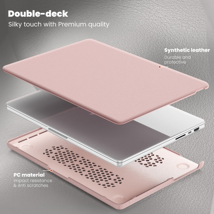 For MacBook Pro 14 inch A2918 / A2992 Business Magnetic Holder PC + PU Laptop Protective Case(Pink) - MacBook Pro Cases by buy2fix | Online Shopping UK | buy2fix