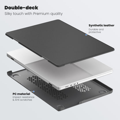 For MacBook Pro 16.2 inch A2991 / A2485 Business Magnetic Holder PC + PU Laptop Protective Case(Black) - MacBook Pro Cases by buy2fix | Online Shopping UK | buy2fix