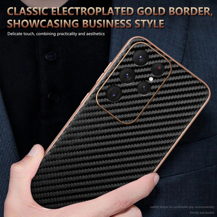 For Samsung Galaxy S25 Ultra 5G AZNS Electroplated Edge Carbon Fiber Texture Phone Case(Green) - Galaxy S25 Ultra 5G Cases by AZNS | Online Shopping UK | buy2fix