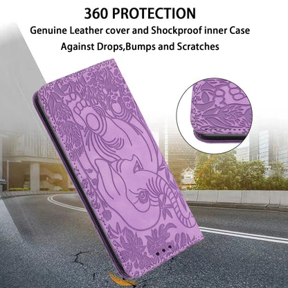 For Samsung Galaxy S25 Ultra 5G Retro Elephant Embossed Leather Phone Case(Purple) - Galaxy S25 Ultra 5G Cases by buy2fix | Online Shopping UK | buy2fix