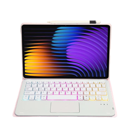 For Xiaomi Pad 7 / 7 Pro 11.2 inch A0N13-AS Ultra-thin Detachable Backlight Bluetooth Keyboard Leather Tablet Case with Touchpad(Pink White) - Others Keyboard by buy2fix | Online Shopping UK | buy2fix