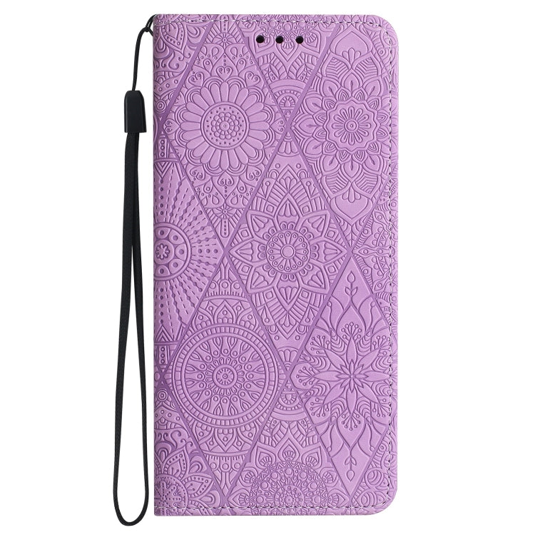 For Samsung Galaxy S25+ 5G Ethnic Embossed Adsorption Leather Phone Case(Purple) - Galaxy S25+ 5G Cases by buy2fix | Online Shopping UK | buy2fix